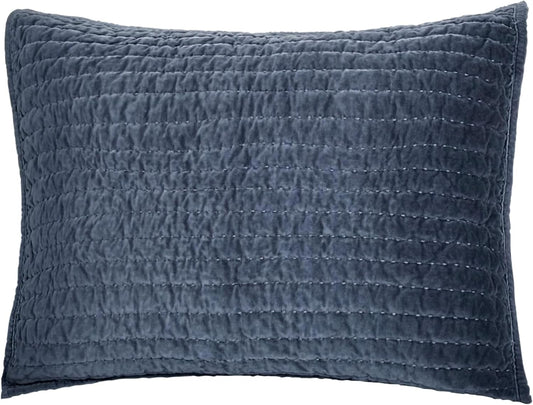 Bed Pillow Sham Royal Cotton Velvet Pic-Stitch Standard Pillow Sham - 20'' X 26'', Dusty Blue, 1 Piece