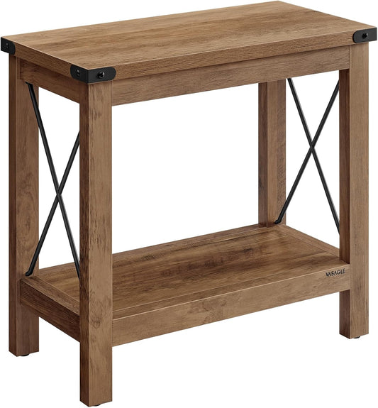 2-Tier End Table, Side Table with Bottom Shelf, Nightstand for Small Spaces, for Living Room, Bedroom, Farmhouse Style, Honey Brown ULET235K41