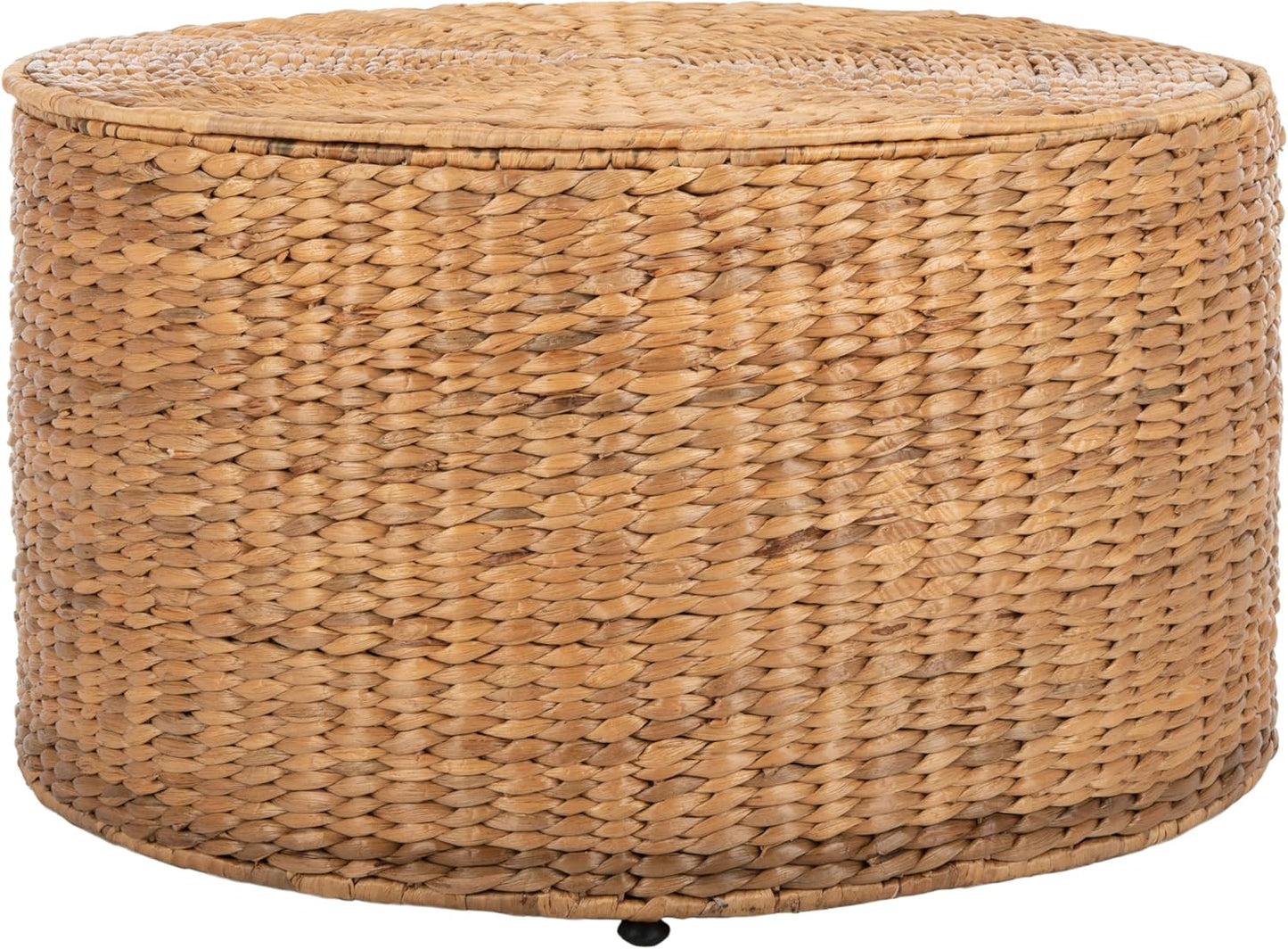 Home Collection – Jesse Natural Wicker Storage round Coffee Table, Fully Assembled, Handwoven Rattan with Lift-Off Lid & Cotton-Lined Interior, Decorative Living Room Accent (SEA7034A)