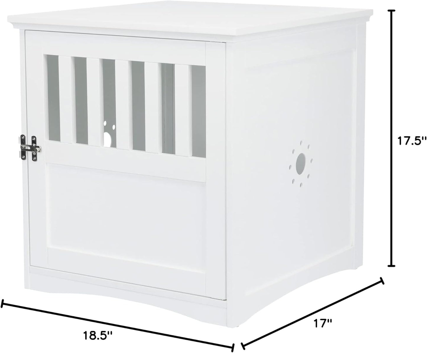 19" X 20" Wooden Indoor Dog Crate, Small Side Table Home for Any Room, Ideal for Small Dogs, White
