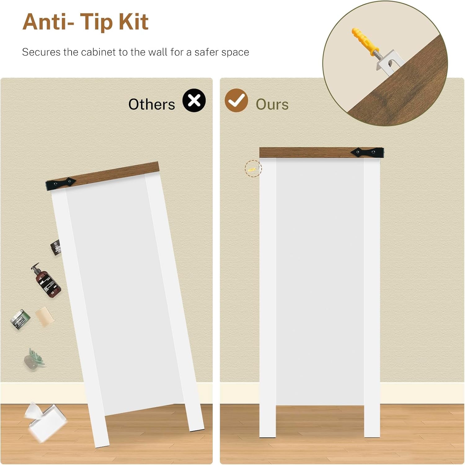 47.2" Dresser for Bedroom, White 6 Drawer Dresser with Metal Handles, Wood Dressers & Chests of Drawers for Closet, Farmhouse Dressers for Bedroom, Entryway, White