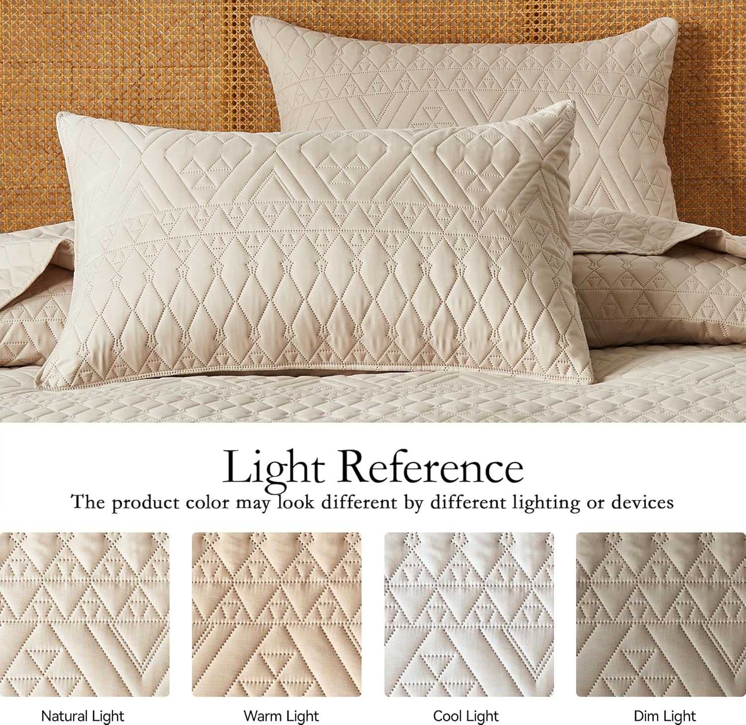 King/Cal King Size Quilt Bedding Set,Beige Lightweight Microfiber Soft Bedspread,Modern Style Geometric Pattern Coverlet Set for All Seasons,3 Piece(1 Quilt,2 Pillow Shams)