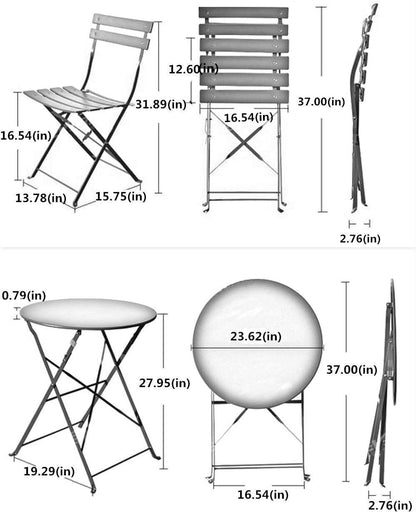 3-Piece Bistro Set Folding Outdoor Furniture Sets with Premium Steel Frame Portable Design for Bistro & Balcony, Yellow