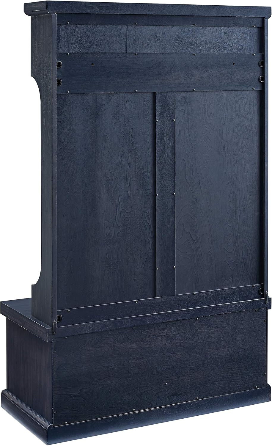 Seaside Hall Tree with Shoe Rack Bench and Coat Hooks for Hanging Storage, Distressed Navy