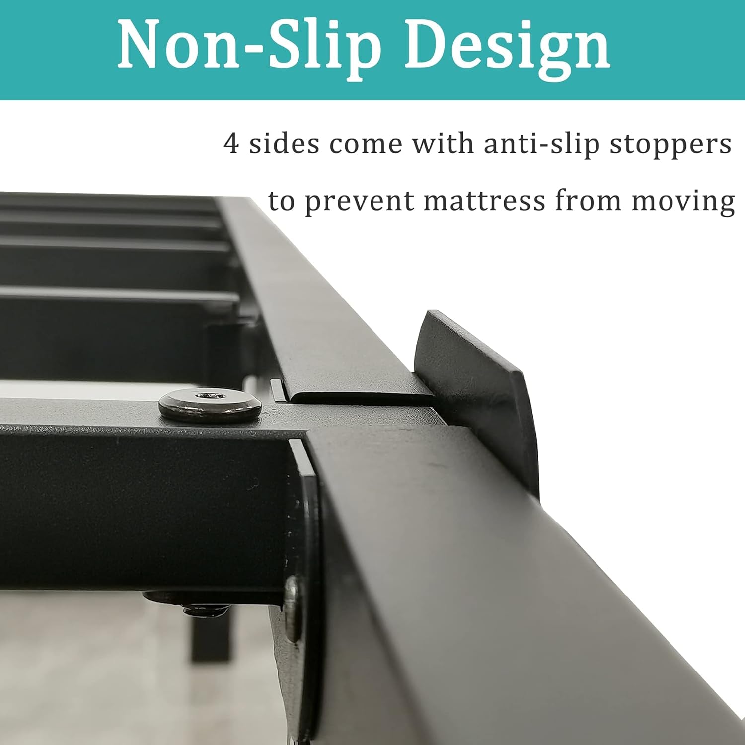 Platform Bed Frame Queen Size with Storage Headboard Compatible 14 Inch High Metal No Box Spring Needed Black Mattress Foundation Heavy Duty Steel Slat