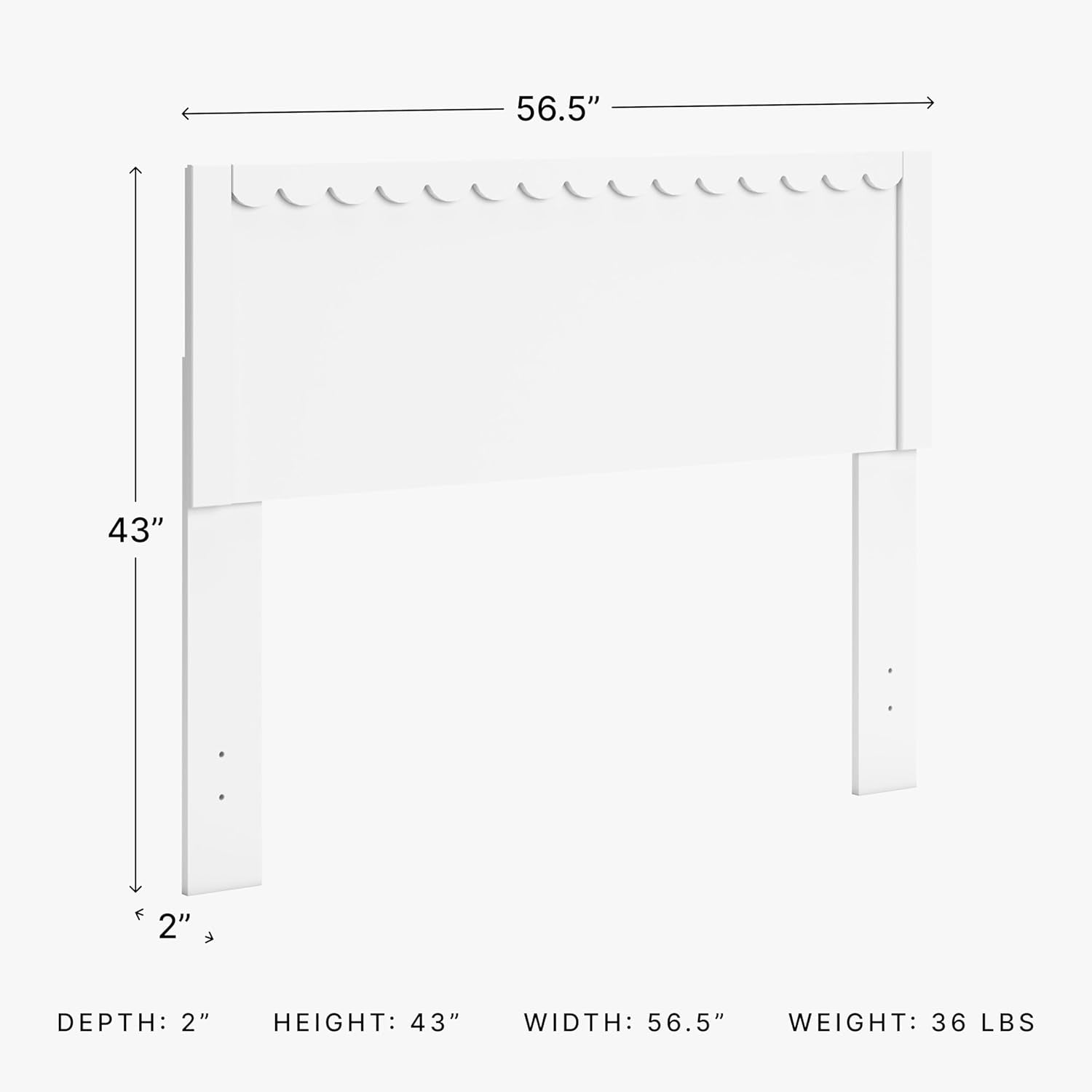Signature Design by Ashley Hallityn Coastal Panel Headboard, Wood, Scallop Detail, Full, Headboard Attaches to Your Bed Frame (Not Included), Matte White Finish, (Headboard Only)