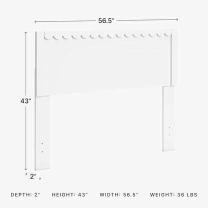 Signature Design by Ashley Hallityn Coastal Panel Headboard, Wood, Scallop Detail, Full, Headboard Attaches to Your Bed Frame (Not Included), Matte White Finish, (Headboard Only)