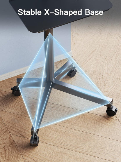 Rolling TV Stand on Wheels for 23-60 Inch Flat Curved Screen Tvs, Mobile TV Cart Height - Adjustable with Shelf/Tray, Portable TV Stand Holds up to 55 Lbs, Max VESA 400X400Mm, PSTVMC04