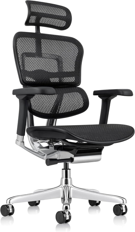 Eurotech ME7ERG GEN2 High Back Mesh Office, Computer, or Gaming Chair W/Tilt Tension Control & Lock, Back Angle/Height, Swivel Arms, Seat Height,/Depth, and Arm Height Adjustments, Black