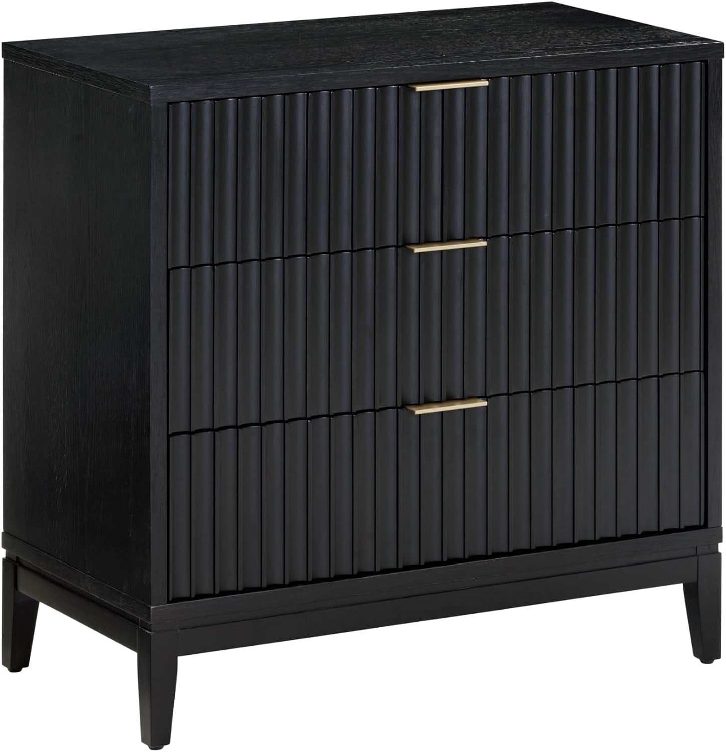 Jasper 3 Drawer, Bohemian Fluted, Solid Wood for Nursery, Small Dresser for Bedroom, Black Oak