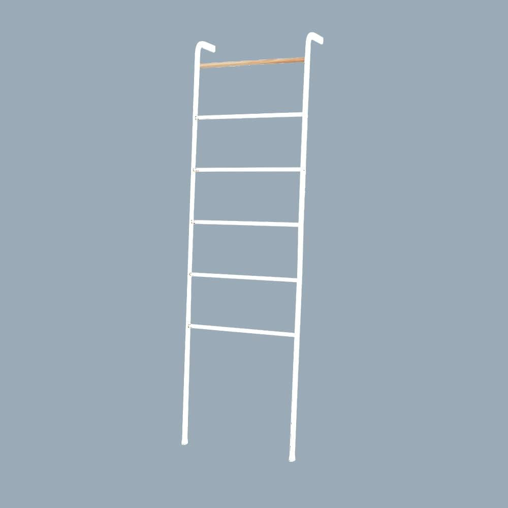 Wall Leaning Ladder Rack for Household Fabrics, Clothing, Interior Decoration, White