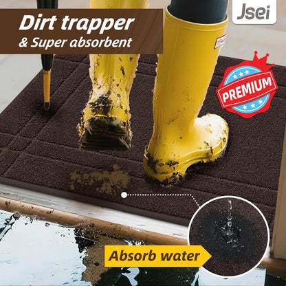 Entryway Rugs Doormat 32"X48", Non-Slip Dirt Trapper Door Mats Indoor, Washable Absorbent and Stain Resist Welcome Floor Mat for Front Door, Dog Door Mat, Muddy Wet Shoes & Paws, Brown