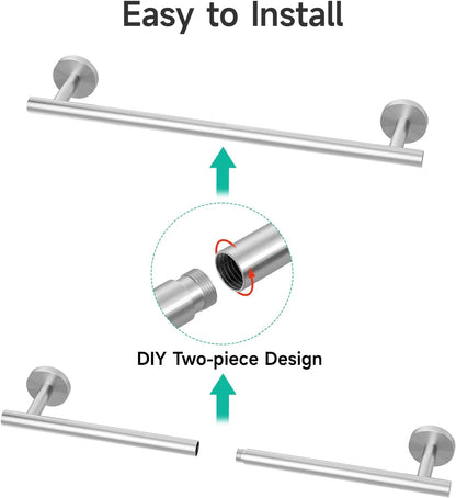 Brushed Nickel Towel Bar, 24-Inch Towel Rack for Bathroom Wall Mounted, Thicken SUS304 Stainless Steel Towel Rod Modern Home Decor (Total Length 26-Inch)