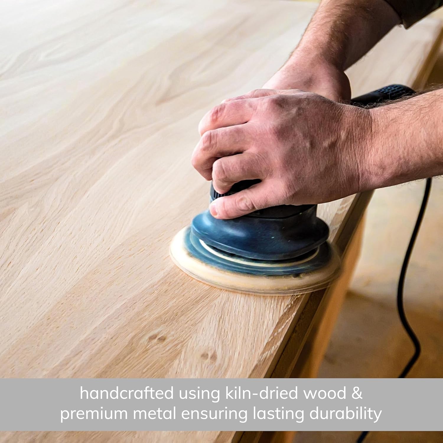 Lydia round Small End Table & Side Table Solid Wood, Walnut Top with Black Metal Legs, Nightstand, 15.75"X15.75"X18"