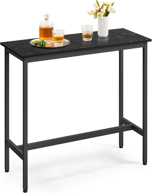 Bar Table, Narrow Long Kitchen Dining Table, Sturdy Metal Frame, Industrial, 15.7 X 39.4 X 35.4 Inches, Ebony Black and Ink Black ULBT010B56