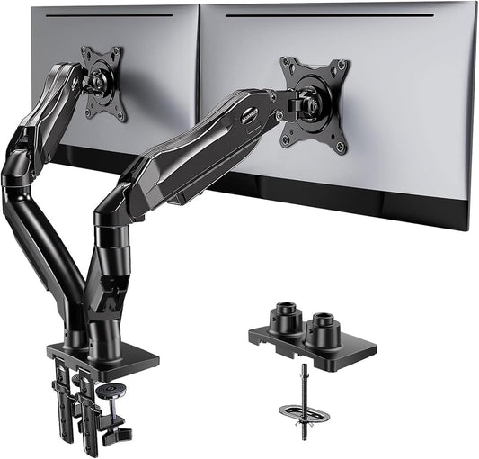 Dual Monitor Stand, Fully Adjustable Monitor Desk Mount for 13–32″ Computer Screens, Full Motion VESA 75X75/100X100 with C-Clamp & Grommet Base, Each Arm Holds 4.4 to 19.8 Lbs