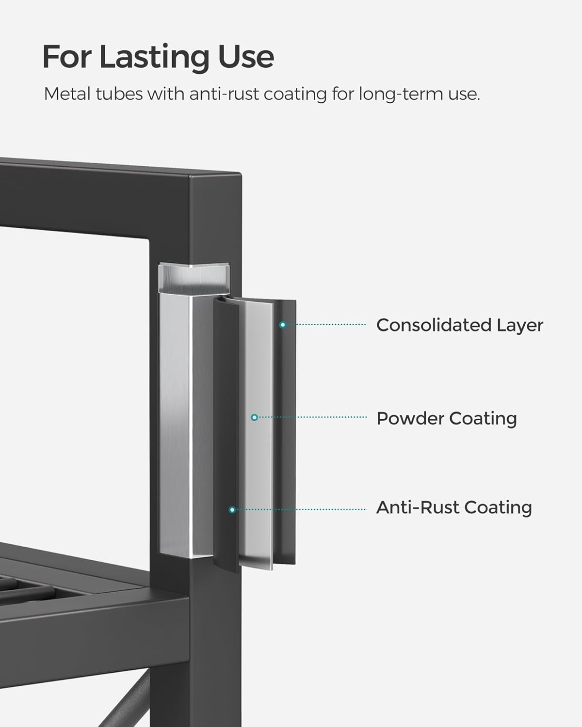 3-Tier Metal Storage Rack with Wheels, Mesh Shelving Unit with X Side Frames, 23.6-Inch Width, for Entryway, Kitchen, Living Room, Bathroom, Industrial Style, Black UBSC163B01