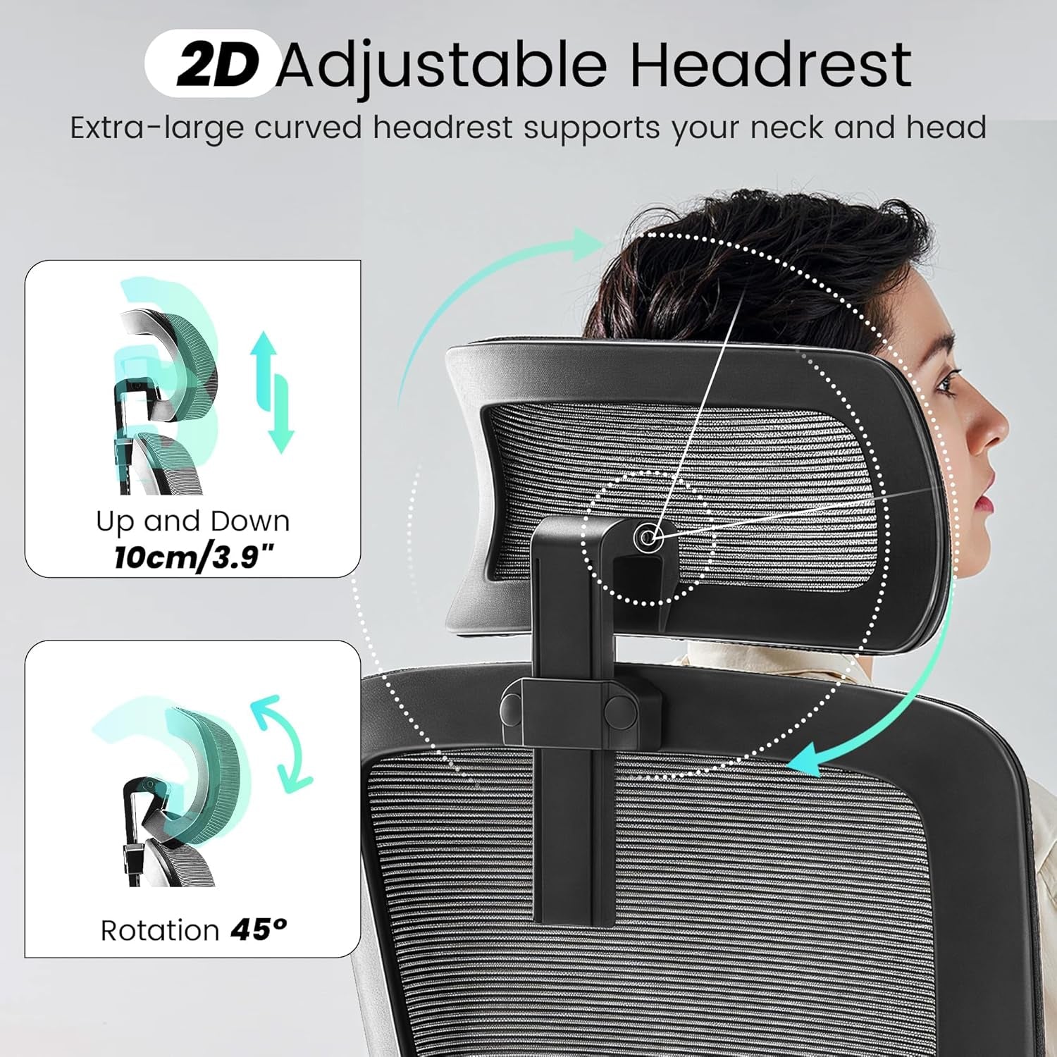 Ergonomic Office Chair, 400 LBS Computer Chairs with Adjustable Lumbar Support, Breathable Mesh Desk Chair Ergonomic with Thickened Cushion, Comfy Home Office Desk Chair (Black)