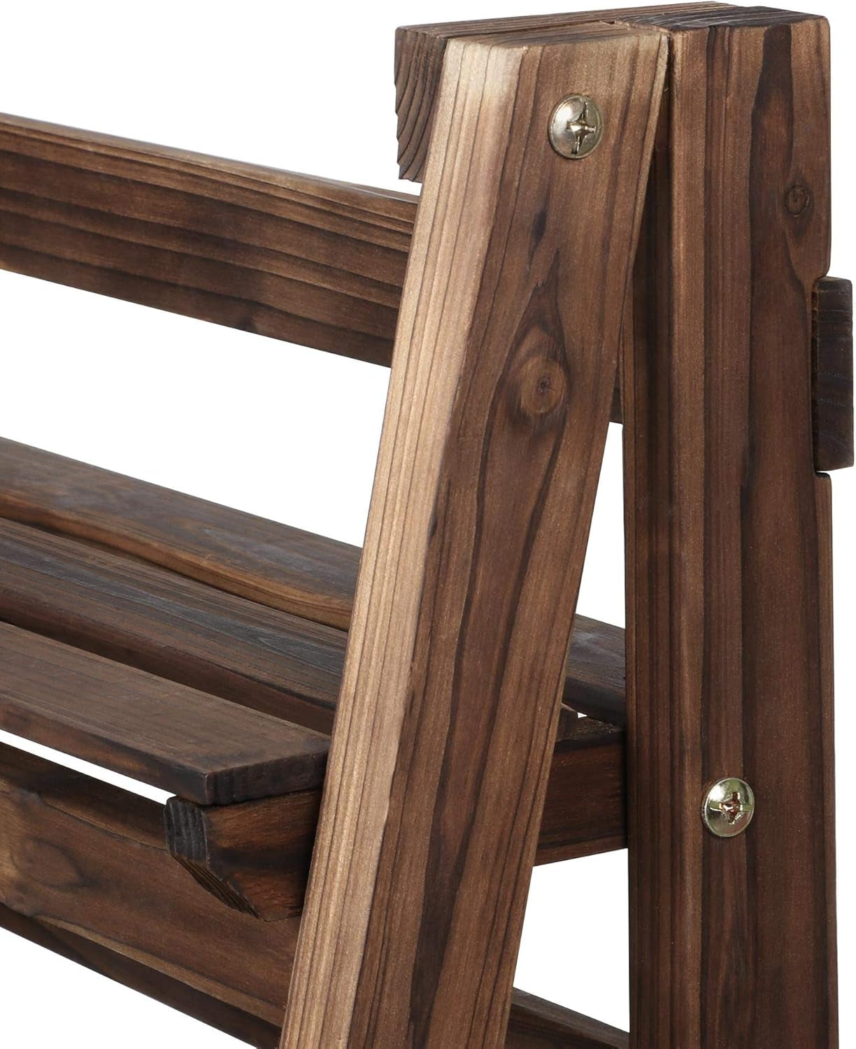 Foldable Ladder Shelves, Decorative Wall-Leaning Home Office Storage Rack Shelves, Display Shelving for Livingroom Bedroom Balcony, Fir Wood Brown, Simple Assembly 4 Tier