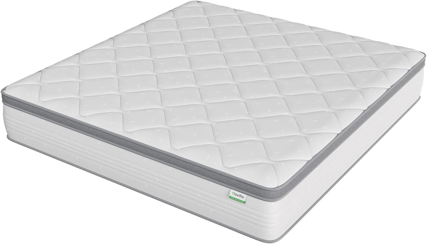 Twin Mattress, 10 Inch Twin Hybrid Mattress for Kids, Pocket Innerspring Pillow Top Mattresses for Motion Isolation, Pressure Relief & Edge Support, Medium Firm Feel