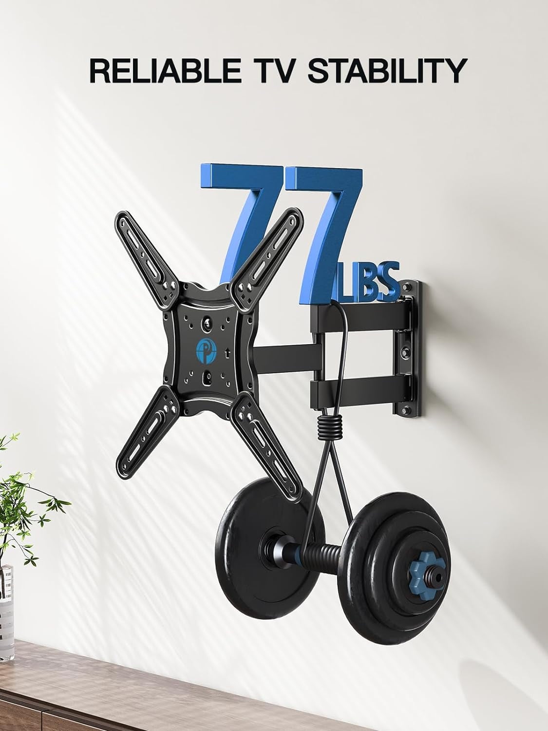 Full Motion TV Wall Mount for 26-60 Inch Flat or Curved Tvs up to 77 Lbs, TV Bracket Wall Mount with Articulating Arms, Extension, Tilt, Swivel, Leveling, Max VESA 400X400Mm, PIMF7