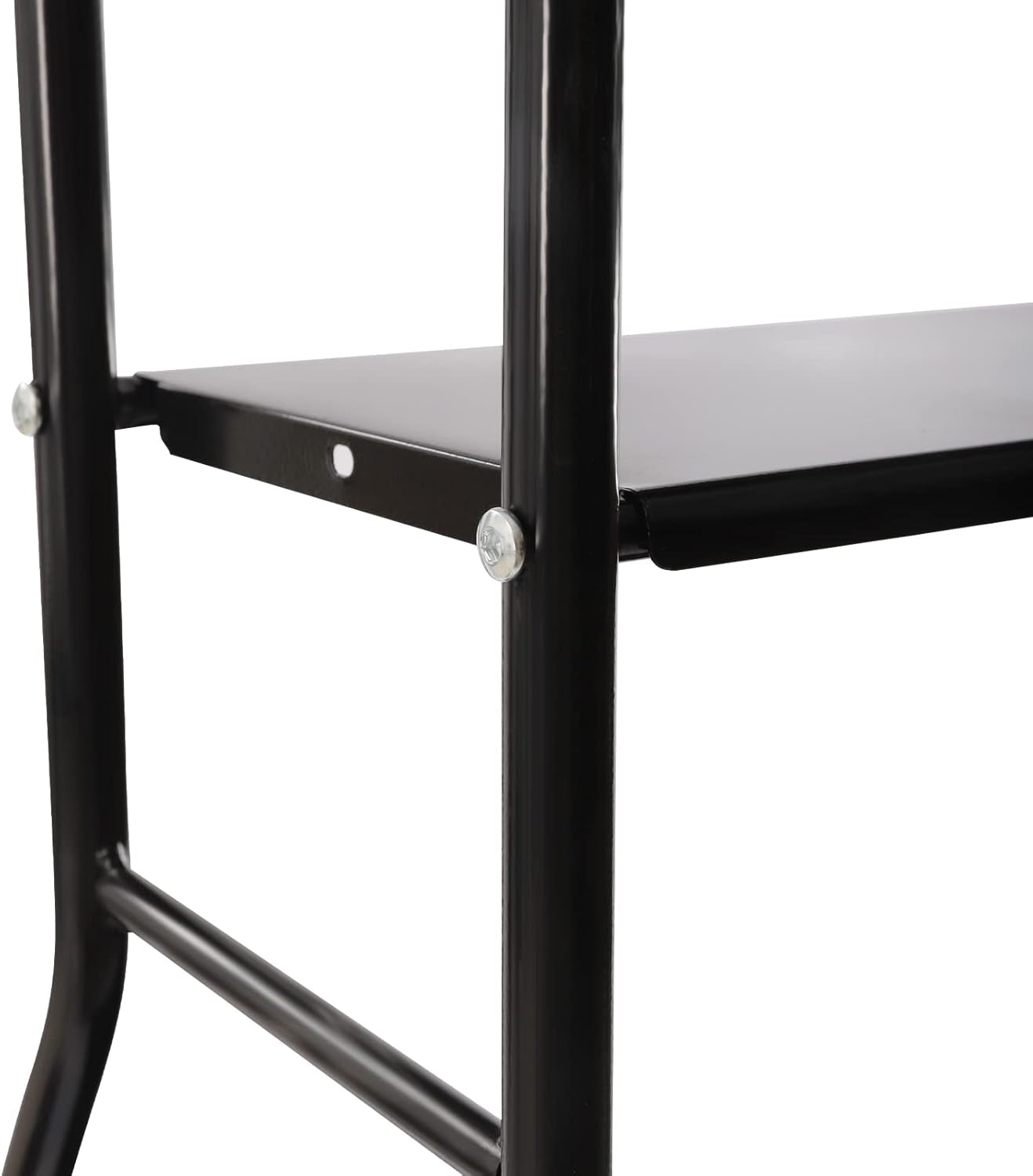 3-Tier Toilet Rack, Bathroom Storage Shelf with Adjustable Pads& Hooks Floor Standing Iron Toilet Stand Corner Space Saver for Balcony Bathroom Kitchen Black