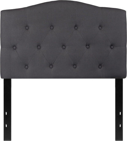 Dark gray tufted upholstered twin headboard with adjustable rails, view 5
