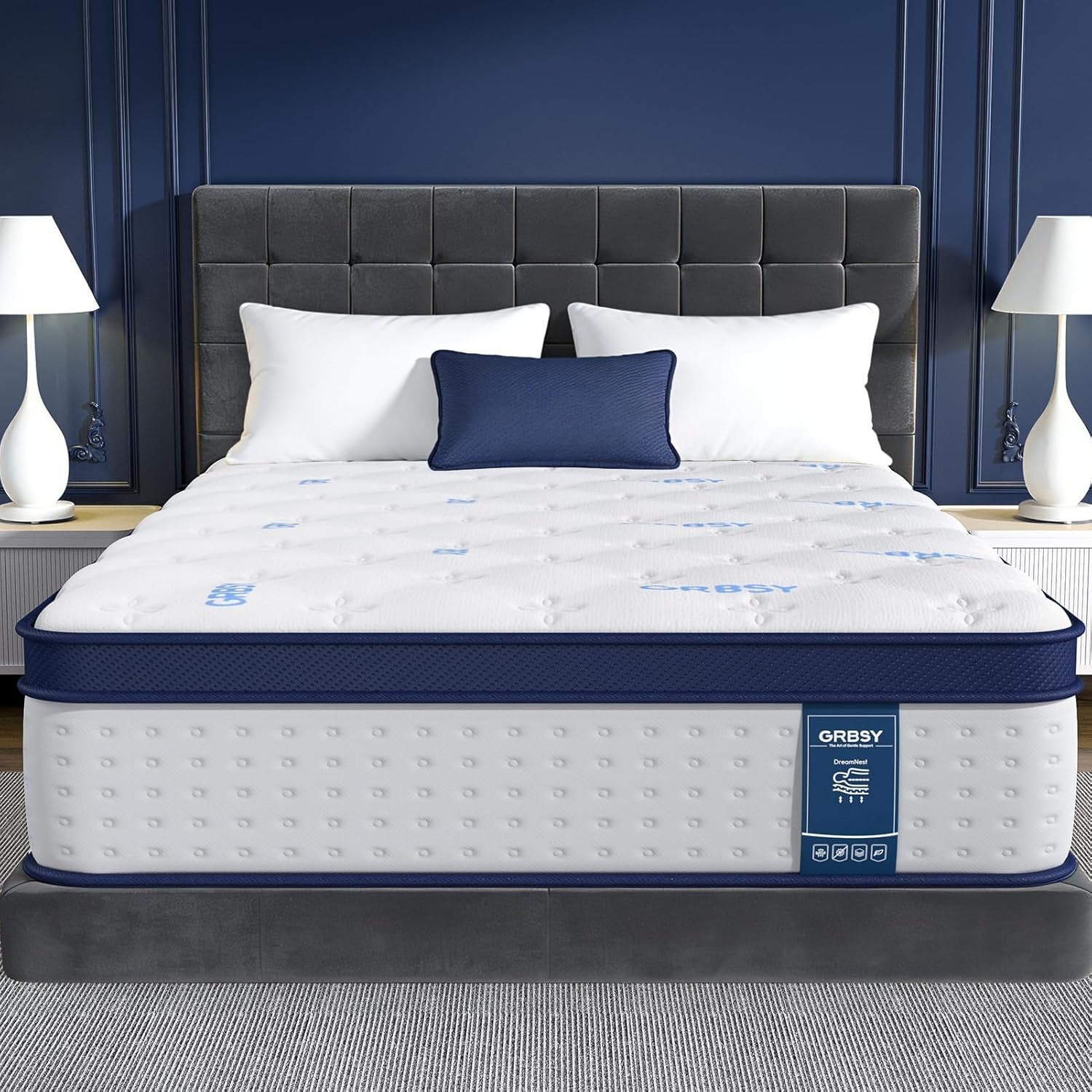 14 Inch King Mattress, Upgraded 7-Zoned Support Hybrid King Size Mattress in a Box with Cooling Gel Memory Foam & Pocket Coils for Back Pain Relief, Assembled in USA, Motion Isolation, Medium Firm