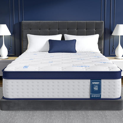 14 Inch King Mattress, Upgraded 7-Zoned Support Hybrid King Size Mattress in a Box with Cooling Gel Memory Foam & Pocket Coils for Back Pain Relief, Assembled in USA, Motion Isolation, Medium Firm