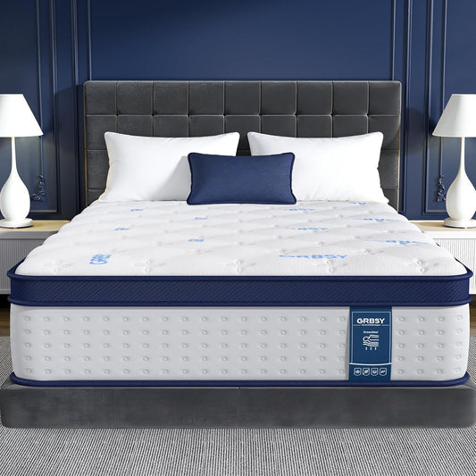 14 Inch King Mattress, Upgraded 7-Zoned Support Hybrid King Size Mattress in a Box with Cooling Gel Memory Foam & Pocket Coils for Back Pain Relief, Assembled in USA, Motion Isolation, Medium Firm