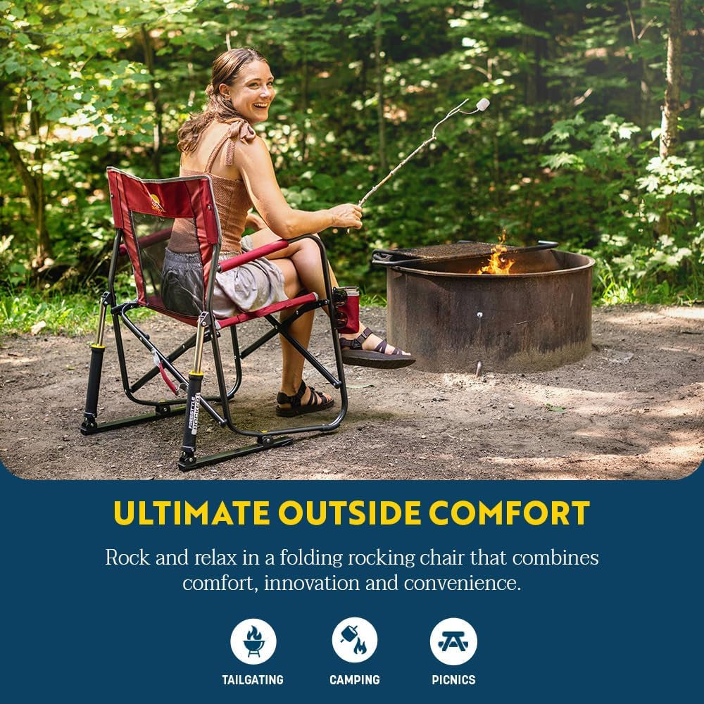Freestyle Rocker Outdoor Rocking Chair with Beverage Holder