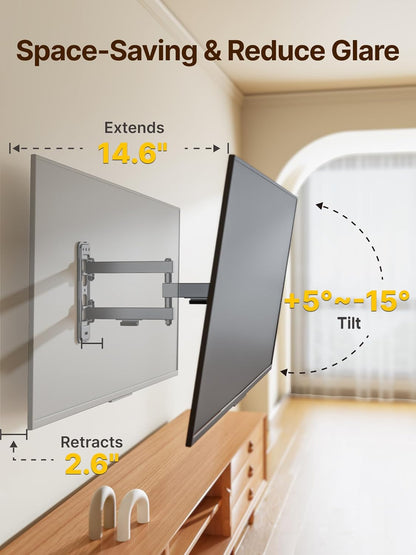 Full Motion TV Wall Mount Bracket for Most 13-43 Inch LED LCD Flat Screen Tvs & Monitors, Swivel Tilt Extension Rotation with Articulating Arms, TV Mount Max VESA 200X200Mm, up to 44Lbs
