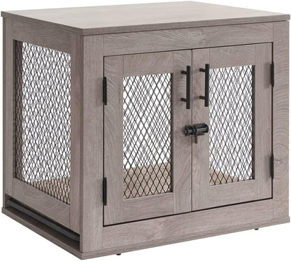 25.5 Inch Dog Crate Furniture, Wooden Dog Kennel for Small Breed, Indoor Wood Dog Cage, inside Side End Table Crate with Tray and Dog Bed for Puppy, Cats, Min Pigs, Rabbit, up to 25 Lbs