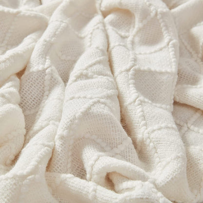 Knitted Throw Blanket for Couch and Bed, Soft Living Room Home Decor Knitted Blanket with Tassel, Outdoor Lightweight Breathable Summer Blanket, Farmhouse Warm Woven Decorative, 50"X60"