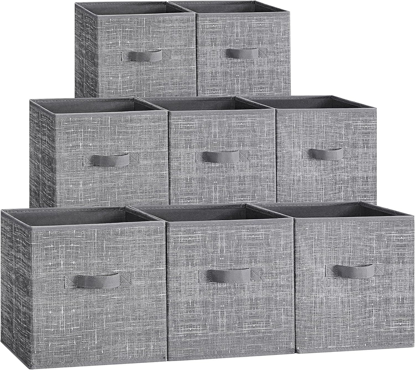 Storage Cubes, 11.8 X 11.8 X 11.8 Inches Non-Woven Fabric Bins with Double Handles, Set of 8, Closet Organizers for Shelves, Foldable, for Clothes, Cattail Gray UROB830G01