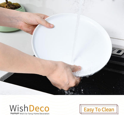 White Dinner Plates Set of 4, Ceramic Dining Plates 10.5 Inch, Large Salad Plate, Porcelain Kitchen Plate for Pizza, Steak, Microwave and Dishwasher Safe