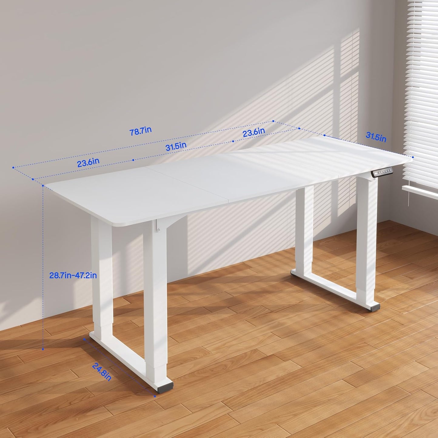 4-Leg Standing Desk, Electric Height Adjustable Desk with Memory Presets for Home Office, Stand up Desk Computer Workstation, 78X32 Inches White