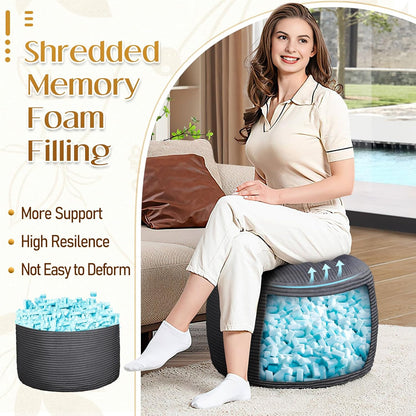 round Ottoman Foot Rest Pouf for Living Room Couch - Soft Plush Hassock
