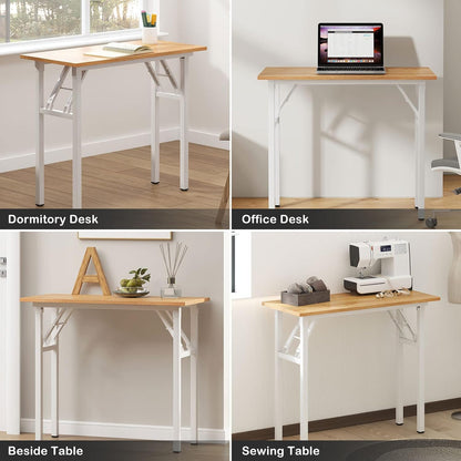 Small Desk 31 1/2" No Assembly Foldable Writing Table,Sturdy and Heavy Duty Folding Computer Desks for Small Space/Home Office/Dormitory AC5BW(80 * 40)