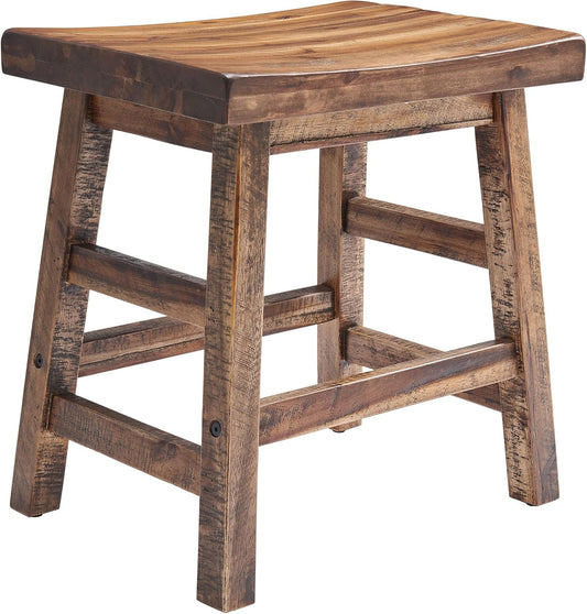 Durango 20-Inch Tall Industrial Wood Dining Stool - Table or Extra Seat - Unique Rustic Industrial Style and Comfort - Farmhouse, Solid Wood Furniture
