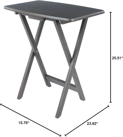 Dorian Oversized Snack Table Set, Oyster Gray (Brown Base) (Replace Color May Vary)., 23.62 X 15.75 X 25.51, 5Pc