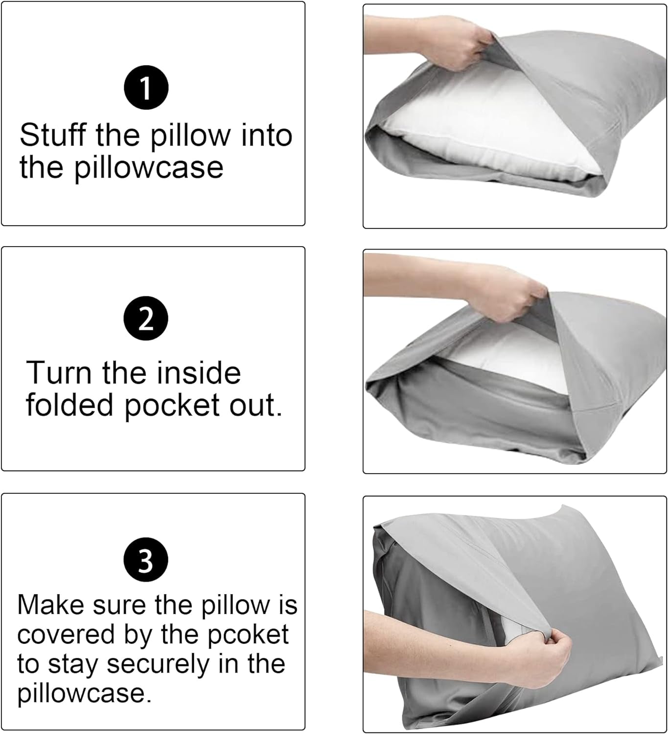 Microfiber King Pillow Shams Set of 2, Fade, Wrinkle and Shrinkage Resistant Soft Pillow Covers with Envelope Closure Euro Sham Covers (Dark Grey, 20X36 Inches)