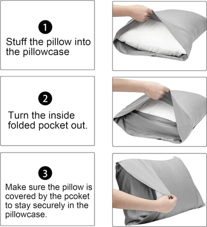 Microfiber King Pillow Shams Set of 2, Fade, Wrinkle and Shrinkage Resistant Soft Pillow Covers with Envelope Closure Euro Sham Covers (Dark Grey, 20X36 Inches)