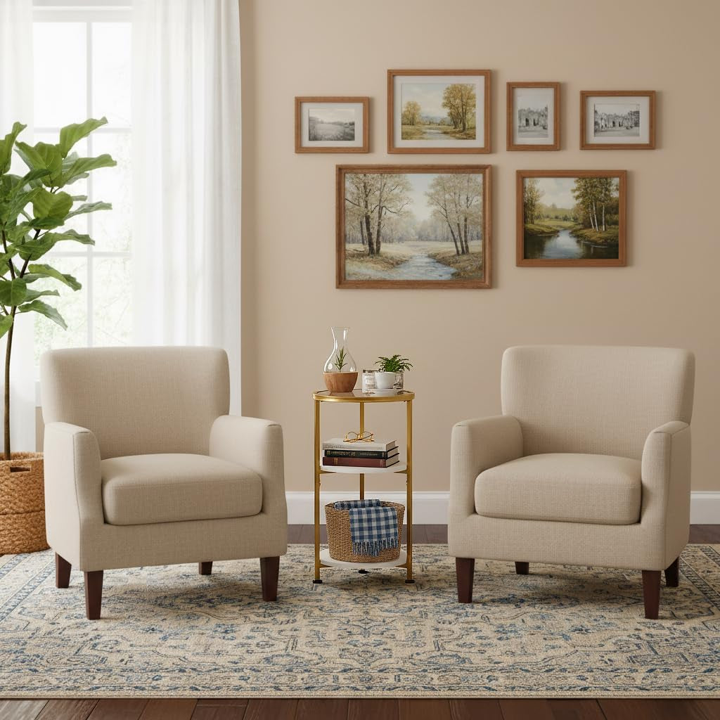 Glass Side Table, Tempered Glass Small round Side Table with 3-Tier Storage Shelves for Small Spaces, Modern Glass round End Table for Living Room, Bedside Nightstand for Bedroom (White+Gold)