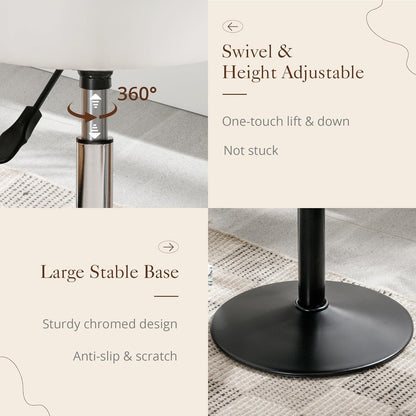 Adjustable Vanity Stool, 360 Swivel Chair for Makeup Room, White Faux Leather Stool for Bathroom & Living Room