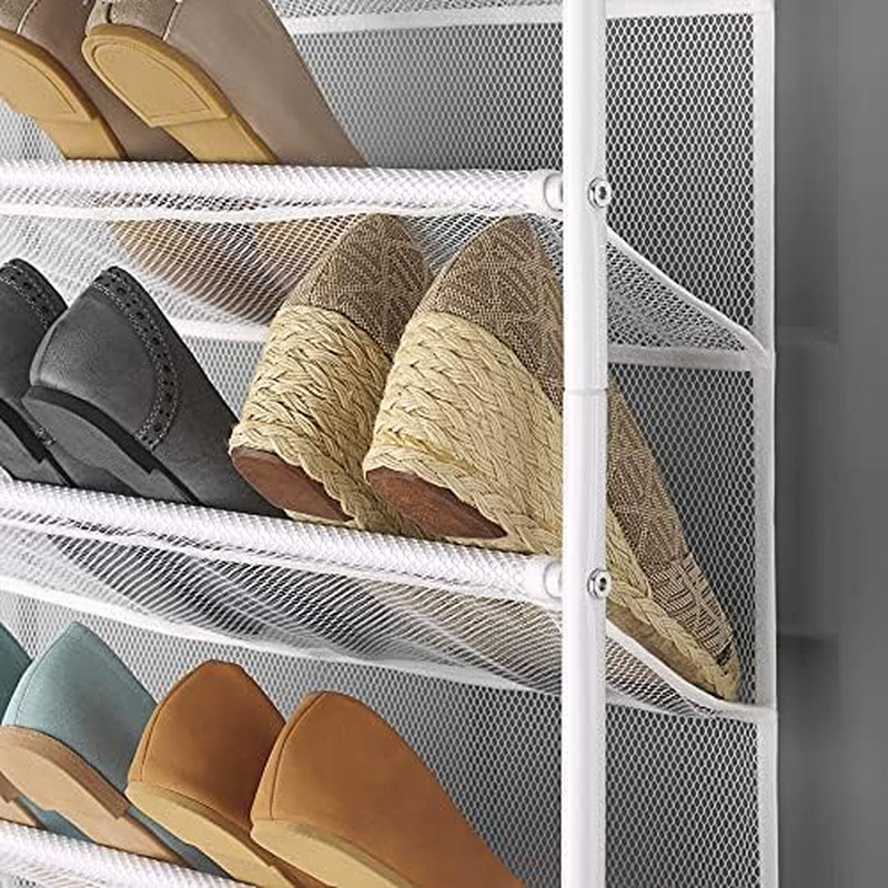 36 Pair over the Door Shoe Organizer, 12 Tier Hanging Shoe Organizer, Heavy Duty Metal & Mesh Shoe Holder, Hanging Shoe Rack for Closet Organizer & Storage, 69"L X 21.7"W X 7.5"H, White