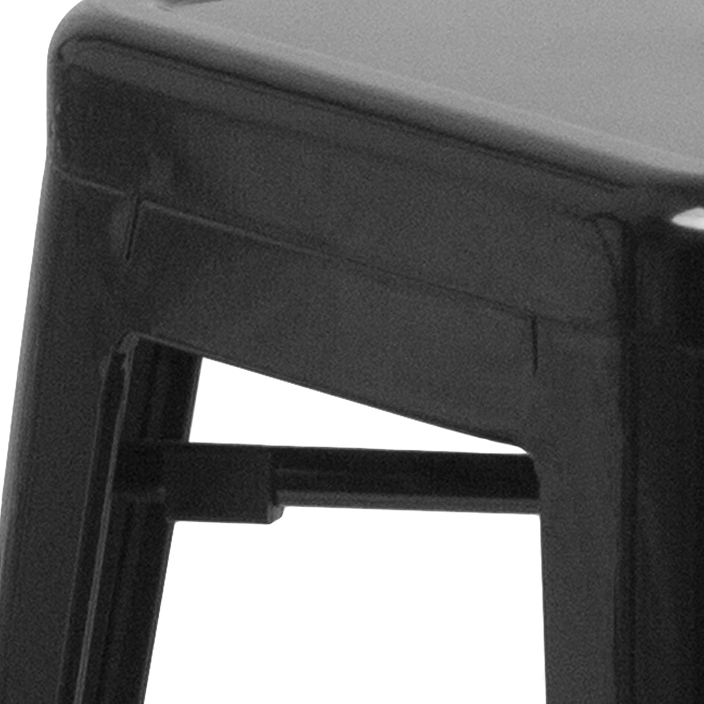 Lily 4 Pack Commercial Grade 24" High Backless Black Metal Indoor-Outdoor Counter Height Stool with Square Seat
