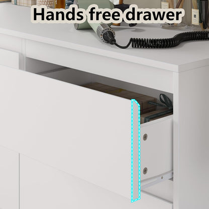 Modern 9 Large Storage Drawers Dresser for Clothes Organizer, White Modern Chest of Drawers for Closet,63" Long Drawer Organizer Cabinet for Bedroom,Living Room,Entryway,Hallway