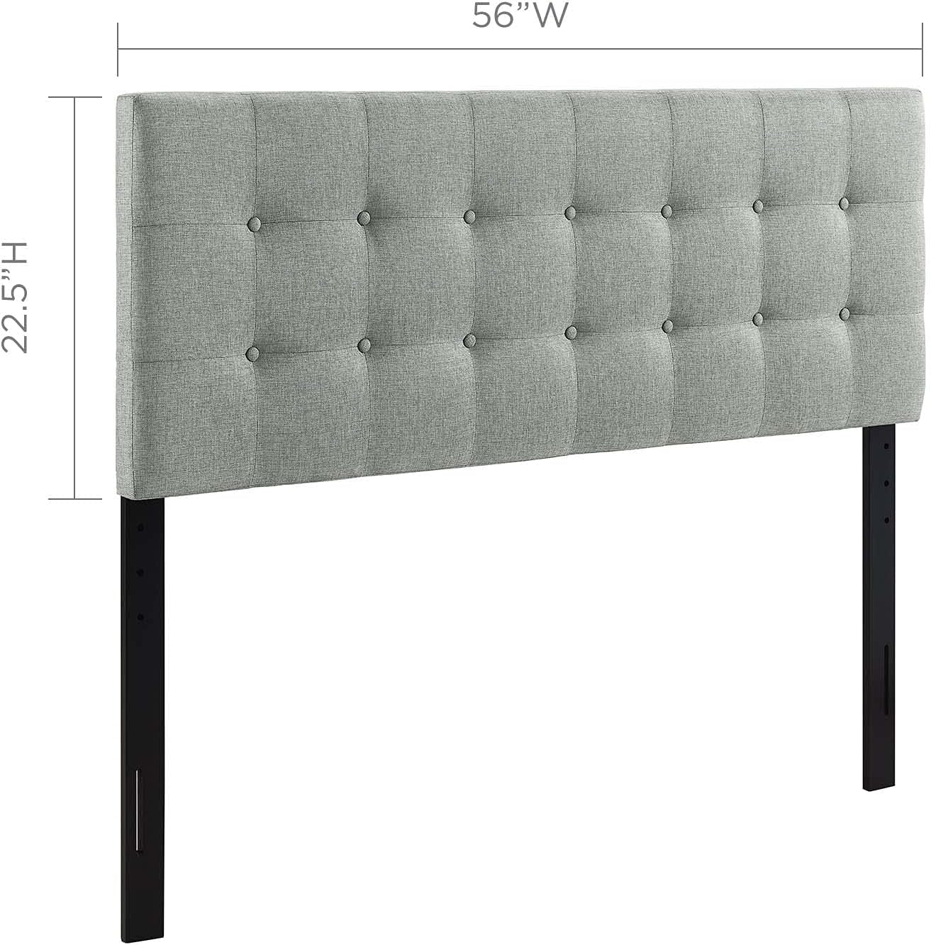 Emily Tufted Button Linen Fabric Upholstered Full Headboard in Gray