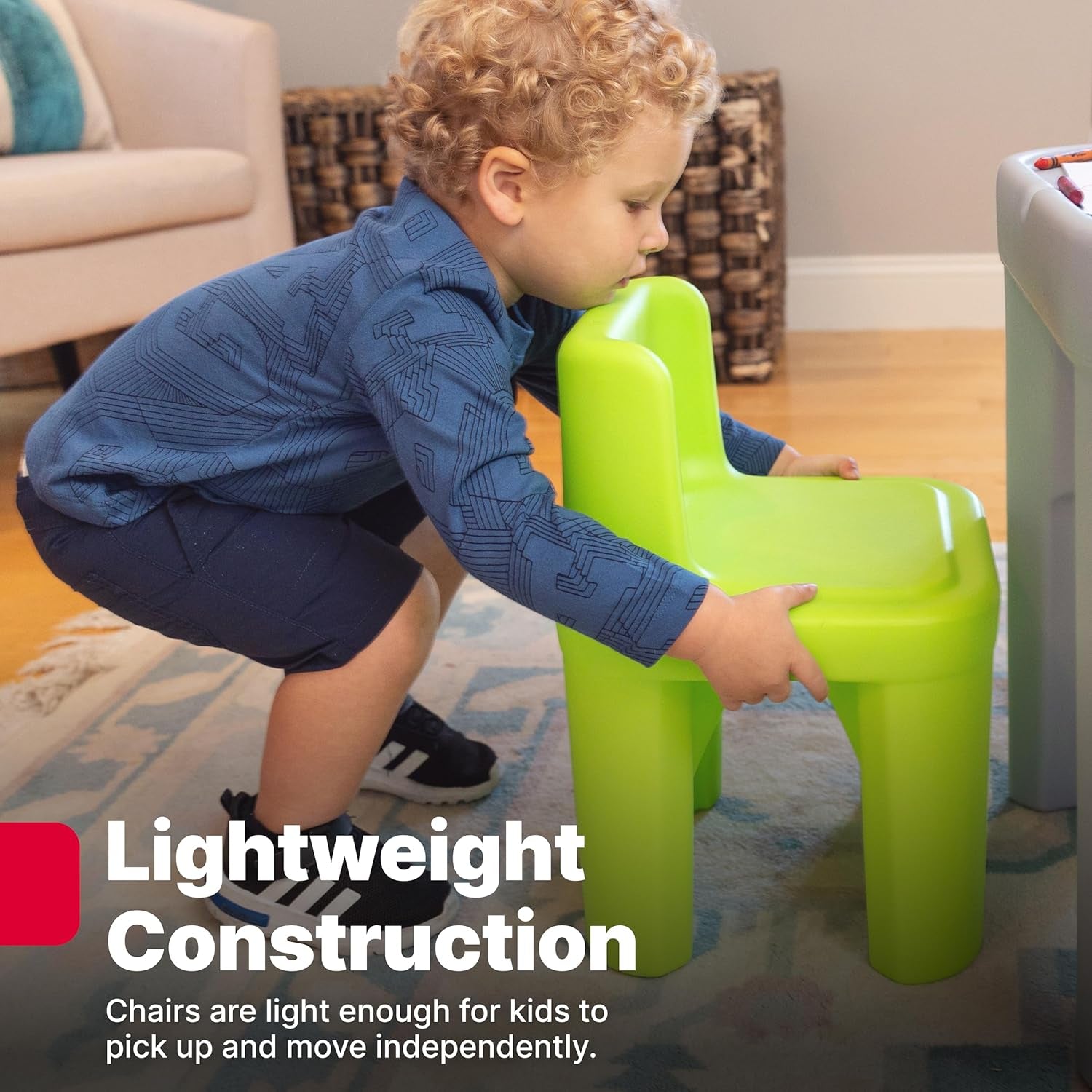 Mighty My Size Kids Table & Chair Set, Playroom Activity Table for Arts & Crafts, Made of Durable Plastic, for Toddlers 2+ Years Old, Gray & Green